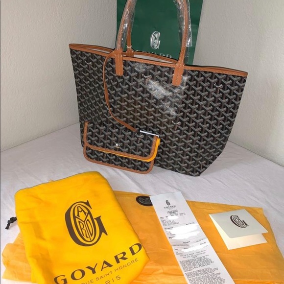 *SOLD* Goyard St Louis Chevron Black/Tan PM Tote - Picture 3 of 11